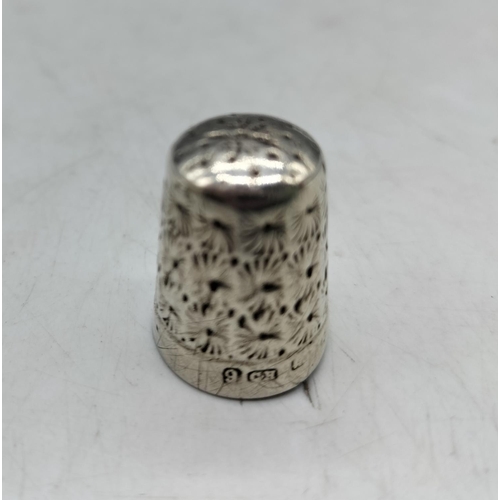 46 - 925 Silver Miniature Chair and Charles Horner Thimble.