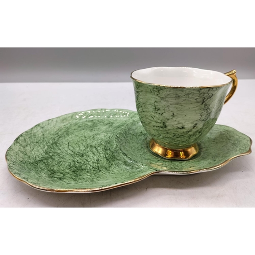 50B - Royal Albert Green Tennis Cup and Saucer in the 'Gossamer' Pattern.