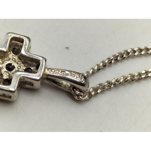 551 - 925 Silver Cross and Chain.