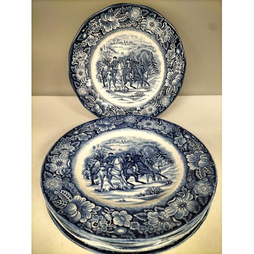 64 - Staffordshire Ironstone Liberty Blue 22cm Plates 'Washington at Valley Forge' (6).