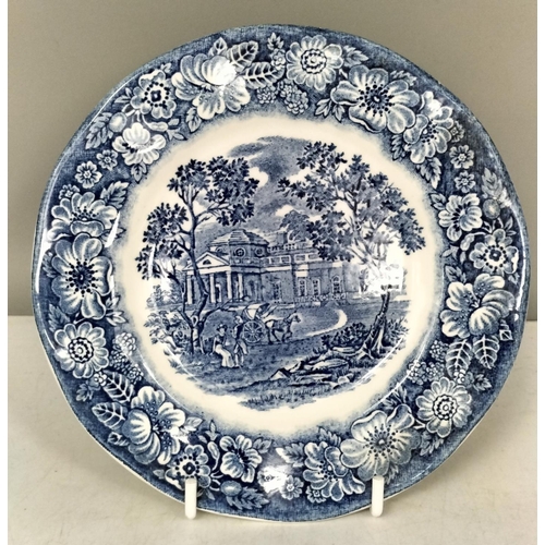 65 - Staffordshire Ironstone Liberty Blue 15cm Plates 'Monticello' (6).