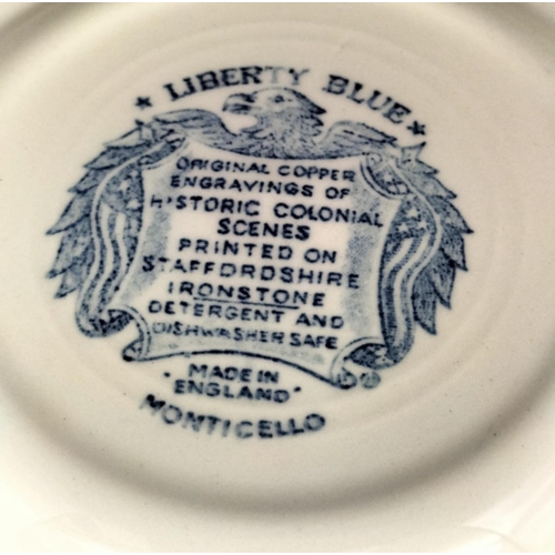 65 - Staffordshire Ironstone Liberty Blue 15cm Plates 'Monticello' (6).