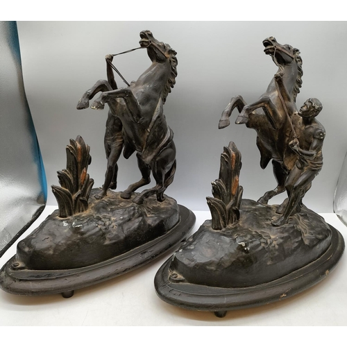 67 - Spelter Marley Horse Figures (2). One Leg A/F. 35cm x 35cm.