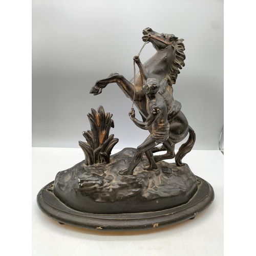 67 - Spelter Marley Horse Figures (2). One Leg A/F. 35cm x 35cm.