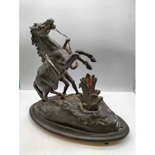 67 - Spelter Marley Horse Figures (2). One Leg A/F. 35cm x 35cm.