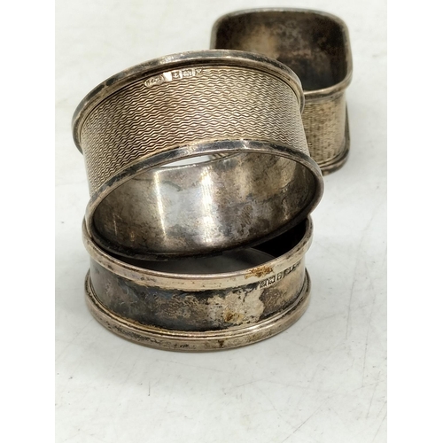 7 - Solid Silver Hallmarked Napkin Rings (3).