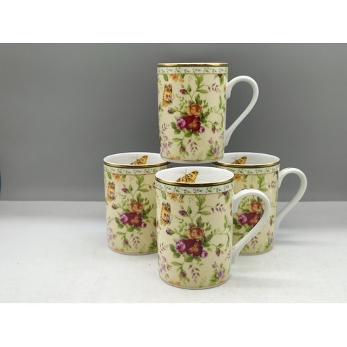 84 - Royal Albert Set of 4 Mugs in the 'Old Country Roses, Season of Colour'. 11cm High.