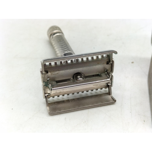 9 - Vintage Gillette Safety Razor with Blades in Case. Made in England. No 430.030.