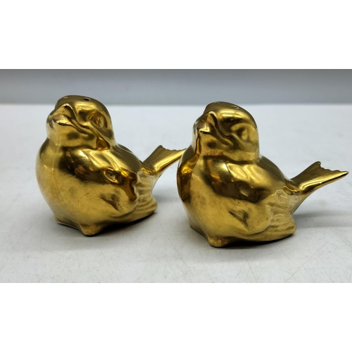 94 - Hammersley Fine Bone China Gold Wren Salt and Pepper Pots.