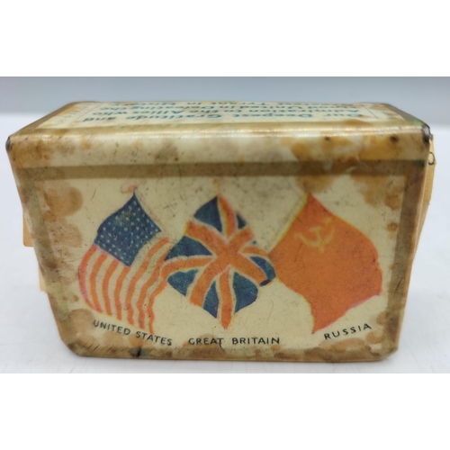 95 - Rare 1940s Matchbox Holder 'United States-Great Britain-Russia Allies Who Stood United Defeating the... 