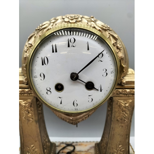 1 - 3 Piece Garniture Ormalu Victorian Clock Set W/O. Clock measures 36cm x 29cm.