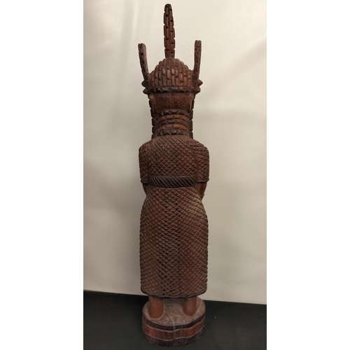 10 - Large 88cm Carved African Tribal Wooden Statue of Male with Ceremonial Sword. Possibly Nigerian (Ben... 