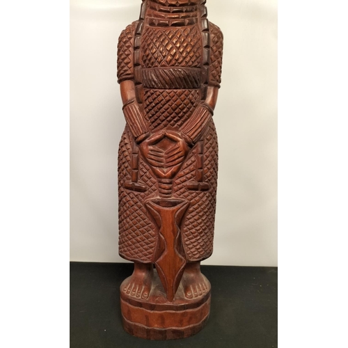 10 - Large 88cm Carved African Tribal Wooden Statue of Male with Ceremonial Sword. Possibly Nigerian (Ben... 