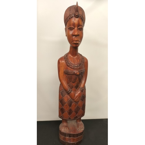 11 - Large 82cm Carved Wooden African Female Figure.