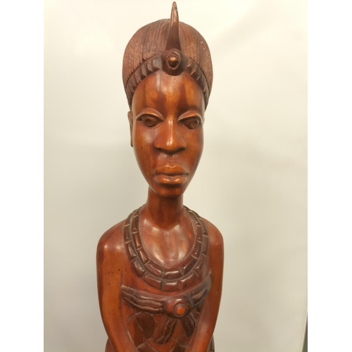 11 - Large 82cm Carved Wooden African Female Figure.