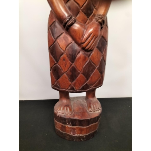 11 - Large 82cm Carved Wooden African Female Figure.