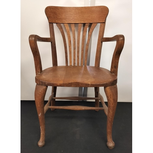 12 - Oak Office Chair. 91cm High x 47cm x 58cm. Seat Height 46cm. This Lot is Collection Only.