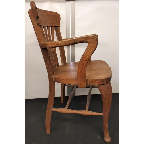 12 - Oak Office Chair. 91cm High x 47cm x 58cm. Seat Height 46cm. This Lot is Collection Only.