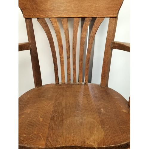 12 - Oak Office Chair. 91cm High x 47cm x 58cm. Seat Height 46cm. This Lot is Collection Only.