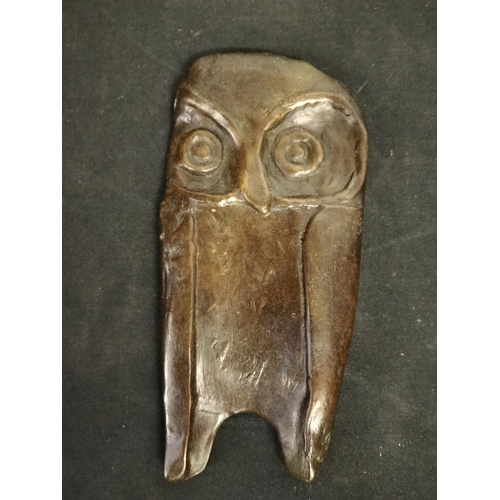 18 - Pair of Mid Century Bronze Owl Plaques. 20cm x 10cm