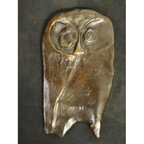 18 - Pair of Mid Century Bronze Owl Plaques. 20cm x 10cm