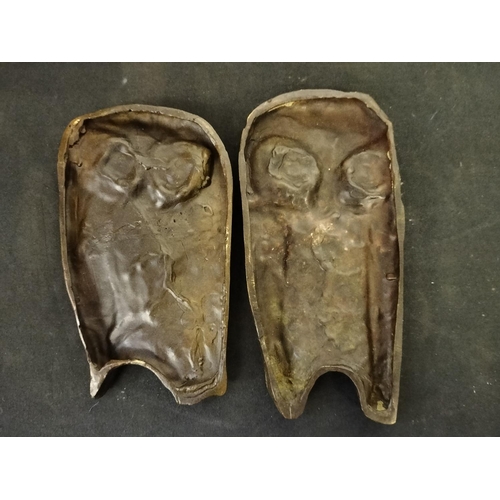 18 - Pair of Mid Century Bronze Owl Plaques. 20cm x 10cm