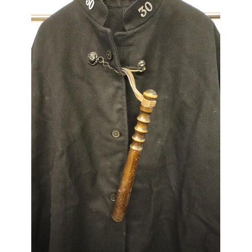 2 - Vintage Police Cape with Lion Head Fasteners and No30 on Collars plus Truncheon.