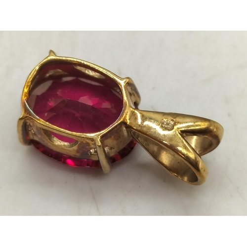 20 - 9ct Gold Ruby and Diamond Pendant. Marked 375. All Stones Tested by Vendor.