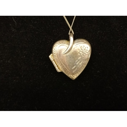 30 - 925 Silver Heart Locket and Chain. Approx 4Grams