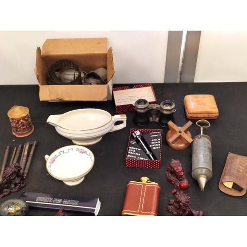 302 - Mixed Collection to include Vintage Pastry Cutters, Opera Glasses, Watch Pen, Vintage Travel Clock, ... 