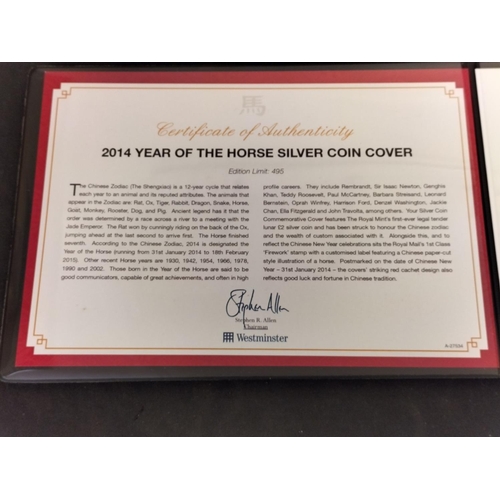 309 - 2014 Lunar Year of the Horse Limited Edition 255/495 Silver Coin Cover.