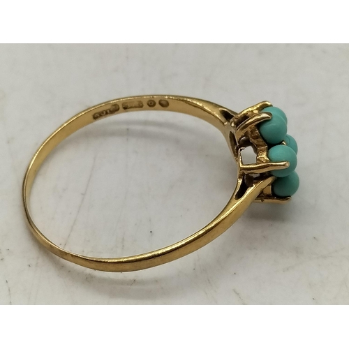 37 - 9ct Gold Turquoise Stone Ring. Size Q. 1.21 Gram.