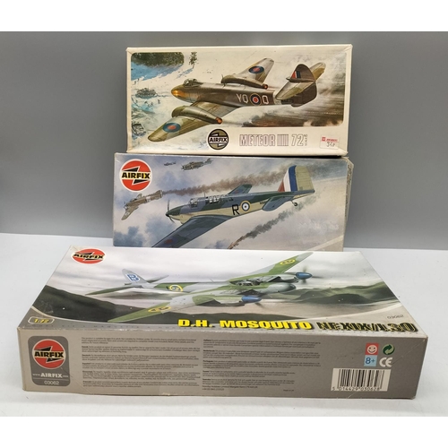 44 - Airfix 1:72 Scale D.H Mosquito NF XIX/J.30, Fairey Fulmar MK.1/MK.II plus Meteor II Model Kits.