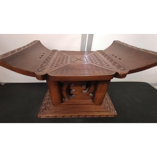 5 - Ashanti Tribal Religious Carved Wooden Stool. Few Nibbles to Wood. 41cm High, 58cm Long, 38cm Wide. ... 