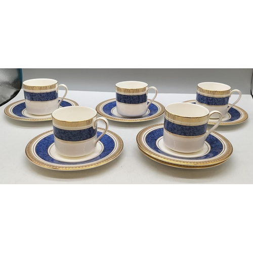 50A - Royal Doulton Coffee Cups (5) and Saucers (6) in the 'Kingston Sapphire' Pattern. Seconds Quality.