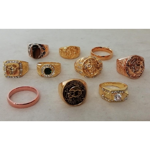 300 - Gents Gold Tone Fashion Rings (10).