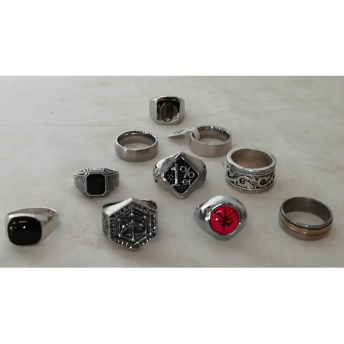 311 - Gents Silver Tone Fashion Rings (10).