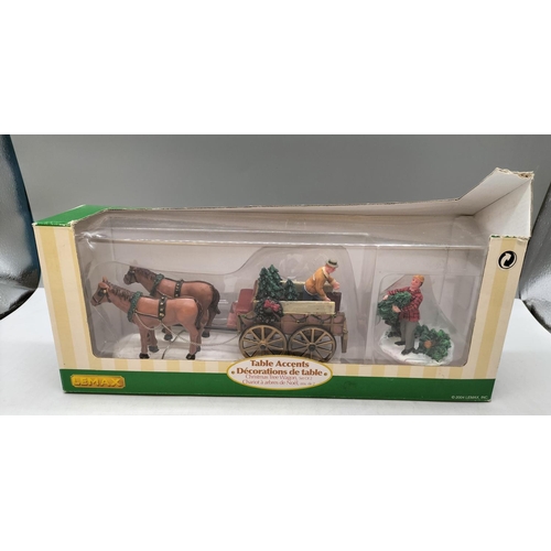 319 - Vintage Lemax Christmas Caddington Village 'Christmas Tree Wagon' Set.