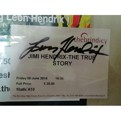 2 - Leon Hendrix, Framed and mounted colour poster with signed flyer and ticket for the production of th... 