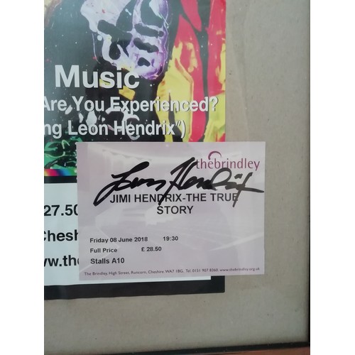 2 - Leon Hendrix, Framed and mounted colour poster with signed flyer and ticket for the production of th... 