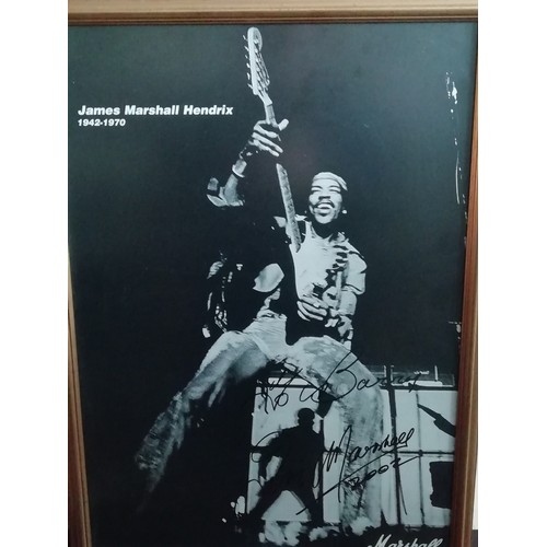 4 - Marshall Amplification PLC, Large poster showing Jimi Hendrix produced in Memory of Hendrix. Signed ... 