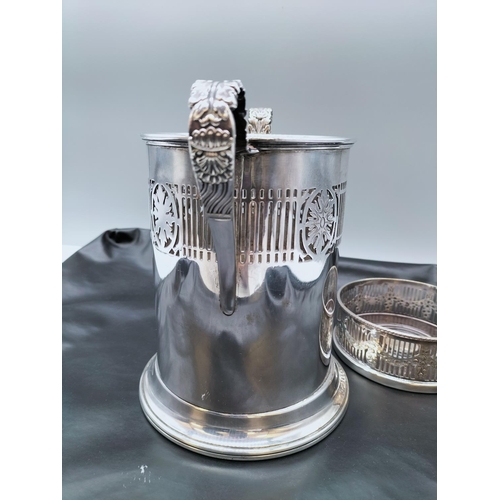 10 - Good Quality Silver Plated Barker Bros 18cm high Bottle Holder plus Viners Coaster.