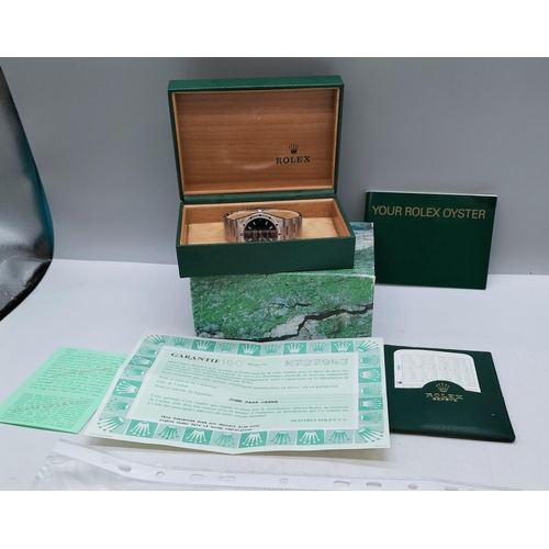 100A - Rolex Oyster Perpetual Air King Watch with Blue Face and Jubilee Bracelet. In Original Green Box wit... 