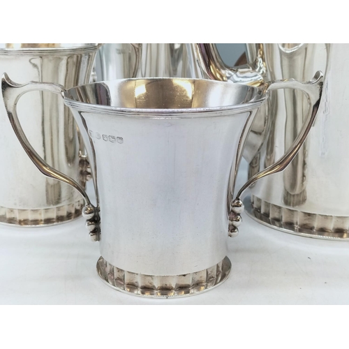 111 - Solid Silver Hallmarked 4 Piece Tea Service by Stower & Wagg Ltd, Date 1939. Approx 2 kgs.