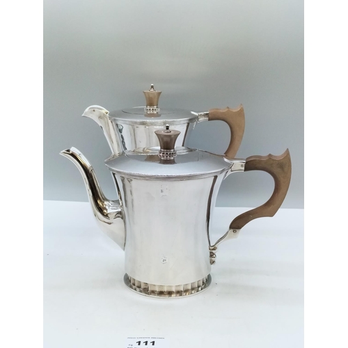 111 - Solid Silver Hallmarked 4 Piece Tea Service by Stower & Wagg Ltd, Date 1939. Approx 2 kgs.