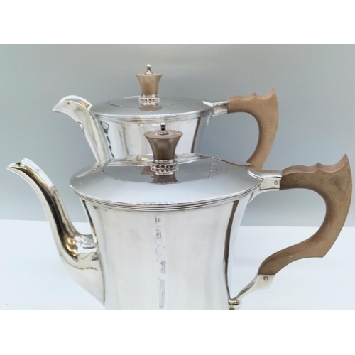 111 - Solid Silver Hallmarked 4 Piece Tea Service by Stower & Wagg Ltd, Date 1939. Approx 2 kgs.