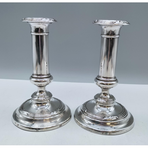 115 - Pair of Old Sheffield Plate Antique Candlesticks by Blagden Hodson & Co 1821.