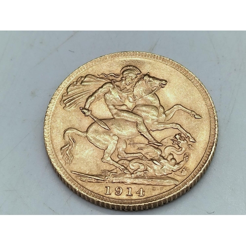 119 - 1914 George V Full Sovereign. 8 Grams