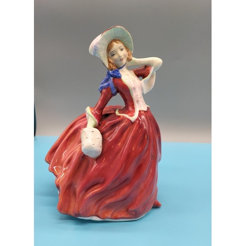 138 - Royal Doulton 19cm Lady Figure 'Autumn Breezes' HN 1934. First Quality.