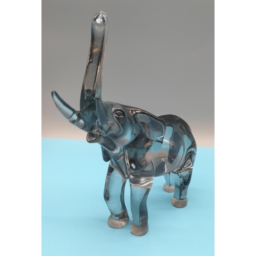 155 - Quartz Glass Model of an Elephant. 20cm High x 17cm.